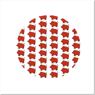 Red Pig Pattern Posters and Art